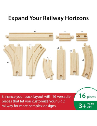 Paquete de Expansión Intermedio BRIO World - 16 Piezas de Madera