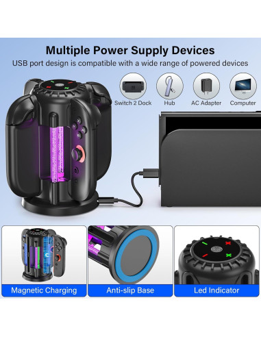 Cargador Rápido Magnético para Joy-Con Nintendo Switch 2
