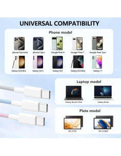 Cable Carplay 3 Paquetes 6Ft USB A a C 60W MFi para iPhone 2