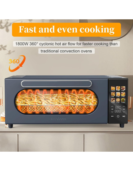 Horno Tostador SEEDEEM 15L 10 en 1 Pantalla Táctil 1800W Gris