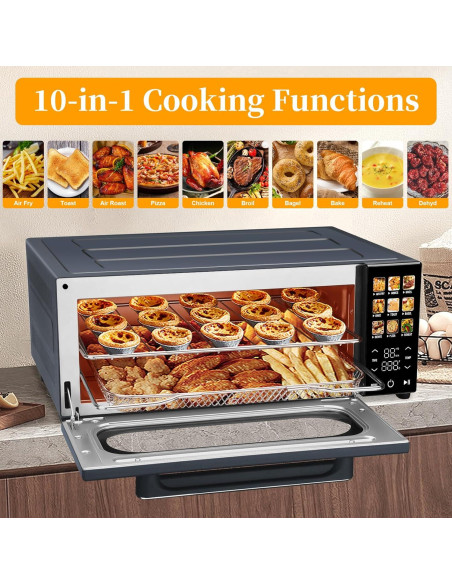 Horno Tostador SEEDEEM 15L 10 en 1 Pantalla Táctil 1800W Gris
