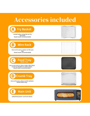 Horno Tostador SEEDEEM 15L 10 en 1 Pantalla Táctil 1800W Gris