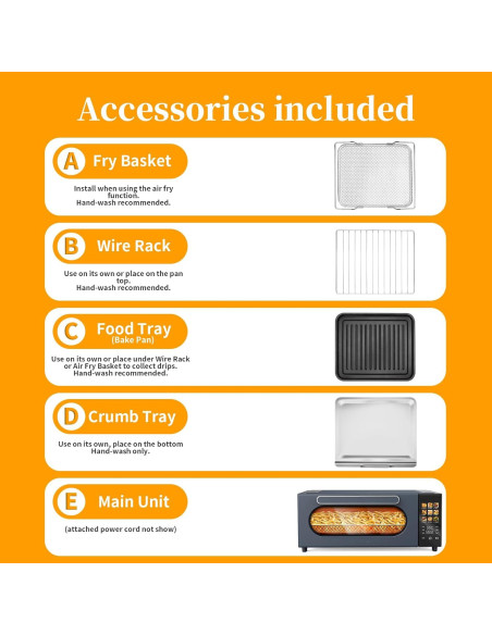 Horno Tostador SEEDEEM 15L 10 en 1 Pantalla Táctil 1800W Gris