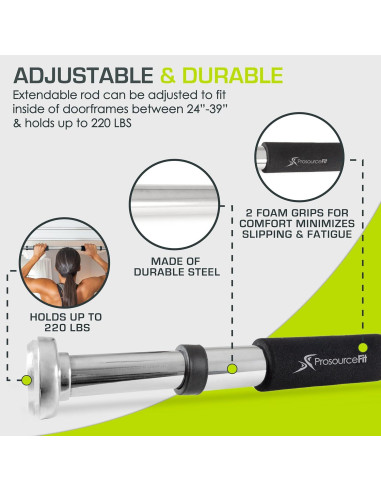 Barra de Dominadas ProsourceFit Ajustable Montaje en Puerta 100 kg