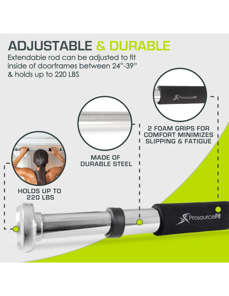 Barra de Dominadas ProsourceFit Ajustable Montaje en Puerta 100 kg