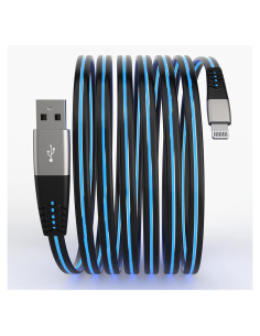 Cable de Carga Rápida 1.83m MFi Haydyson Azul con Luz LED