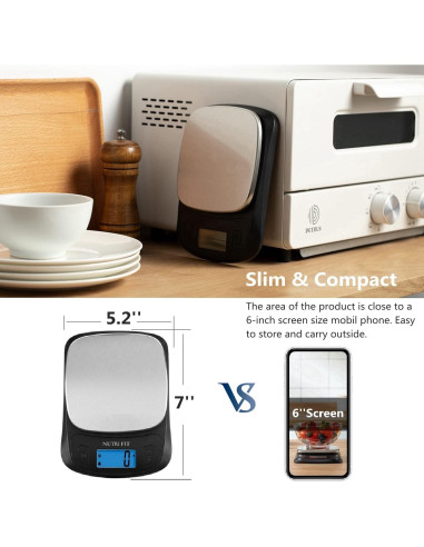 Balanza de Cocina Digital NUTRI FIT Ultra Slim 5kg Acero Inoxidable