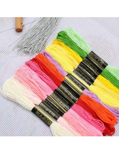 Hilo de Bordado de Algodón XLSFPY 50 Madejas Arcoíris 2
