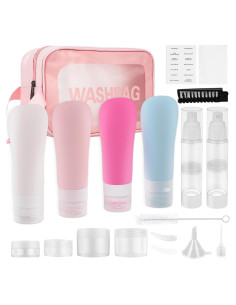 Set de Aseo de Viaje Helandou 19 Piezas Silicona Rosa