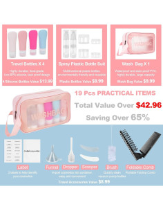 Set de Aseo de Viaje Helandou 19 Piezas Silicona Rosa 2