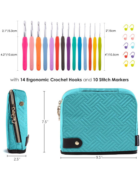 Estuche para Ganchillos MYBAGZING con 14 Ganchillos Ergonómicos