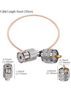 Cable Coaxial RG316 UHF Macho a Hembra 20cm Tuolnk - 2 Piezas 2