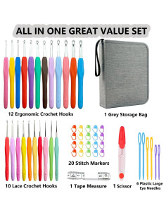 Set de Ganchillos Ergonómicos Hobekoee 22 Tamaños 0.5-10mm 2