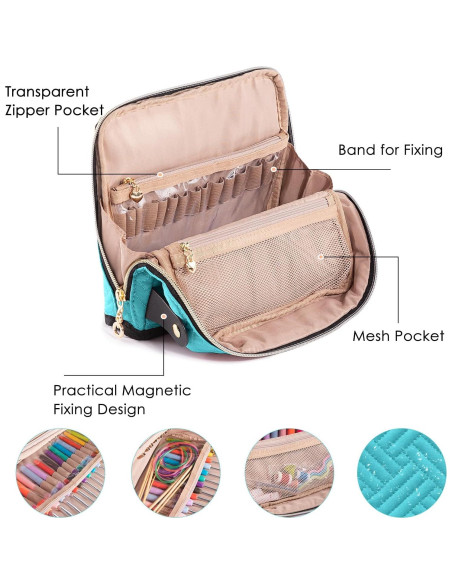 Estuche para Ganchillos MYBAGZING con 14 Ganchillos Ergonómicos