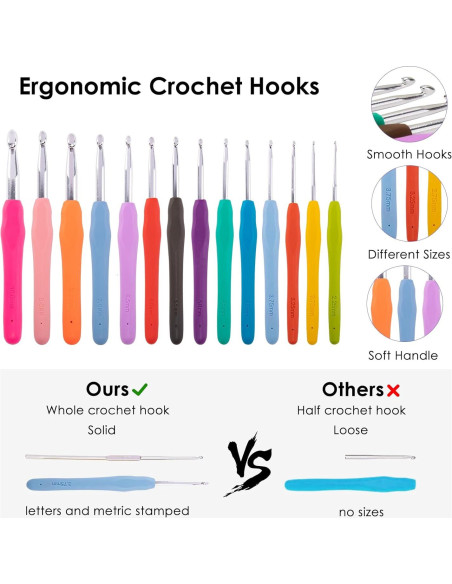 Estuche para Ganchillos MYBAGZING con 14 Ganchillos Ergonómicos