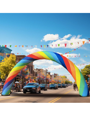 Arco Inflable Arcoíris OZIS 8m con Ventilador 150W para Eventos