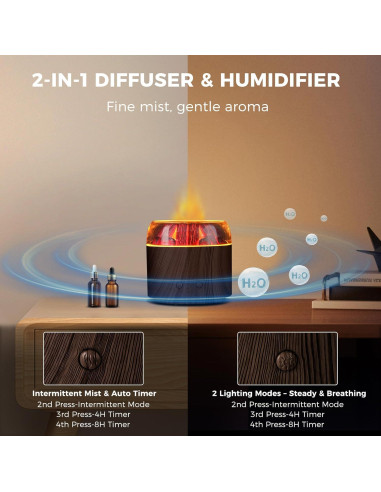 Difusor de Aroma Ultrasónico Daileeby Carbón Madera Oscura