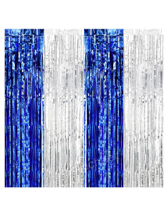 Cortinas de Fondo Lovecheer 4PCS Azules y Plateadas 1x2m