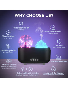 Difusor de Aceite Esencial Simfree 260ml con Altavoz y Luz LED 2