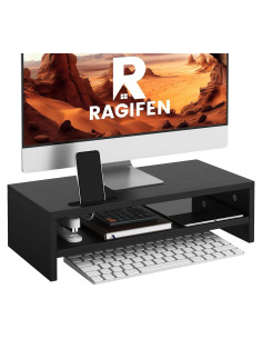 Soporte de Monitor de Madera RAGIFEN Negro 40x24x14 cm Antideslizante