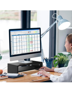 Soporte de Monitor de Madera RAGIFEN Negro 40x24x14 cm Antideslizante 2