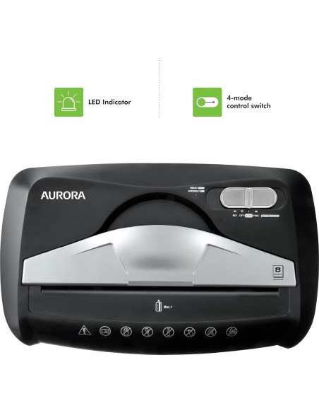Destructora de Papel y Tarjetas Aurora AU875XZ 14L Corte en Cruz