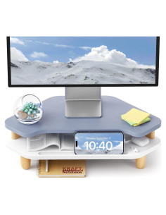 Soporte para Monitor Elevado AFOOYO de Madera Azul 2 Niveles