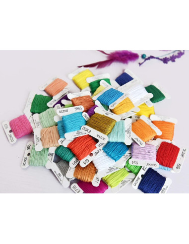Hilo de Bordado Algodón Mercerizado QCZKB - 50 Bobinas 8m