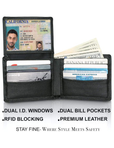 Billetera de Cuero Stay Fine Bifold RFID Negra 10.9x8.9cm 2