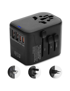 Adaptador de Viaje Universal Aigostar 5-en-1 45W Carga Rápida