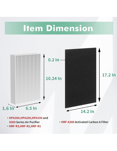 Filtro HEPA HPA300 Musslan 3 Reemplazos + 4 Filtros Carbono