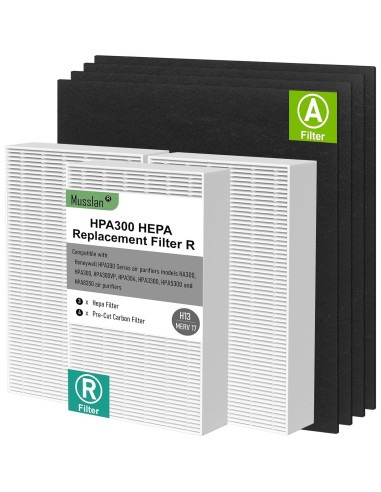 Filtro HEPA HPA300 Musslan 3 Reemplazos + 4 Filtros Carbono
