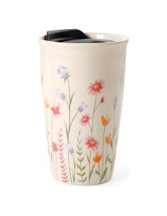 Taza de Viaje Cerámica ANTIS'S HOME 285 ml Floral Beige