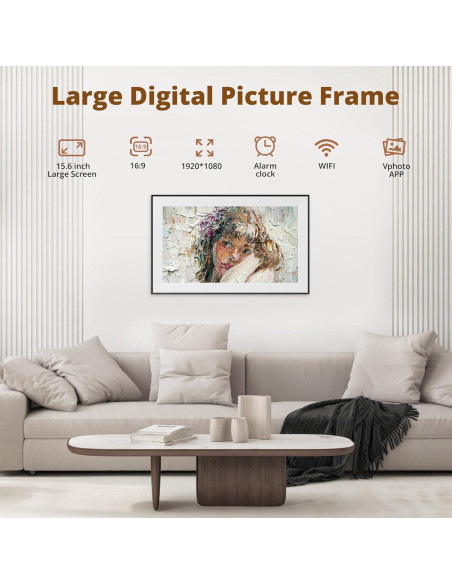 Marco de fotos digital Dragon Touch 15.6" WiFi 32GB FHD