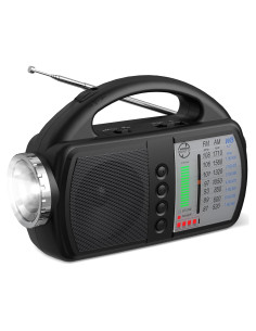 Radio Meteorológica Audiocrazy AM FM NOAA Portátil con Linterna