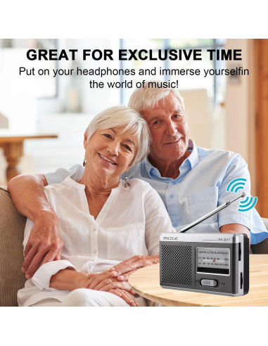 Radio Mini Portátil AM FM IPNCZUAT DK-2017 con Altavoz