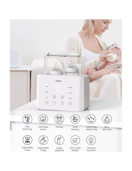 Calentador de Botellas Doble LAREX W4, 11 en 1, Blanco