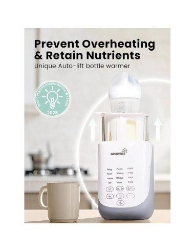 Calentador de Botellas GROWNSY 10 en 1 con Auto-Lift y Luz Nocturna