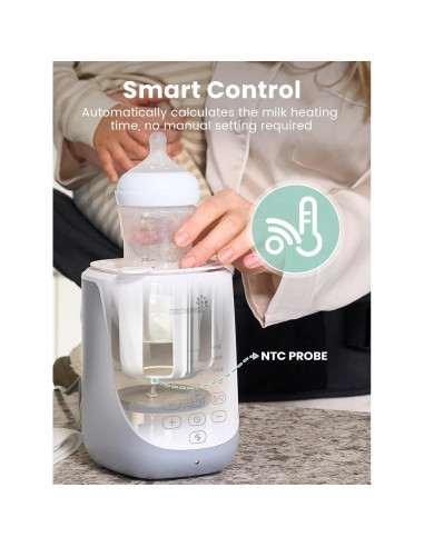 Calentador de Botellas GROWNSY 10 en 1 con Auto-Lift y Luz Nocturna