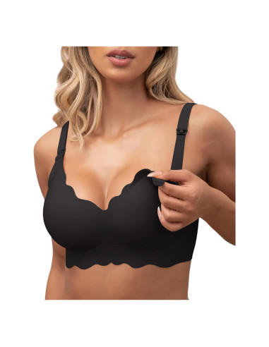 Sostén de Lactancia Sin Costuras Bralette Maternidad Negro XX-Large