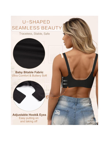 Sostén de Lactancia Sin Costuras Bralette Maternidad Negro XX-Large