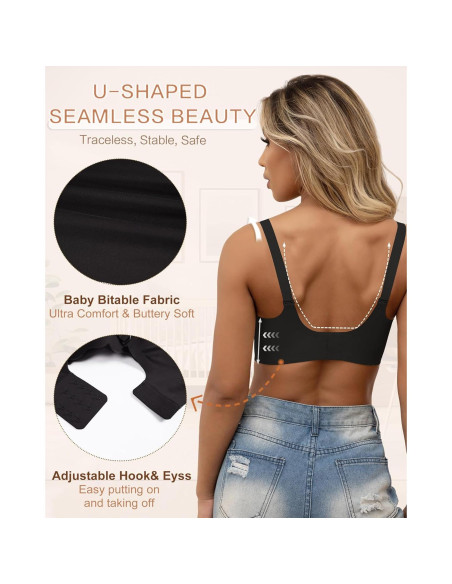 Sostén de Lactancia Sin Costuras Bralette Maternidad Negro XX-Large