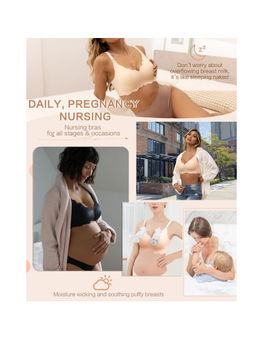 Sostén de Lactancia Sin Costuras Bralette Maternidad Negro XX-Large