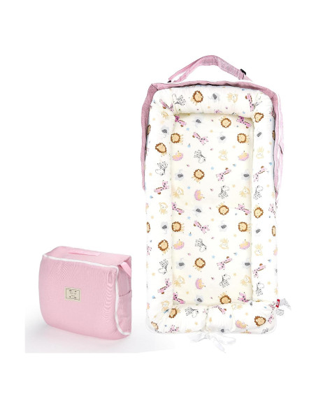 Cojín para Bebés Vervebaby Mundo Animal Rosa 75x45 cm