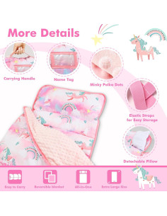 Colchoneta para Siesta Yierchoo Unicornio con Almohada y Manta 2