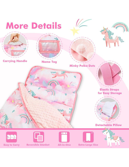 Colchoneta para Siesta Yierchoo Unicornio con Almohada y Manta