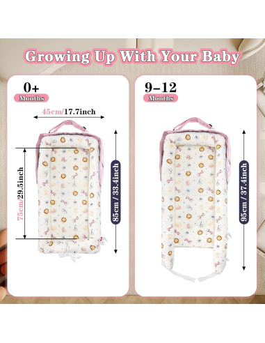 Cojín para Bebés Vervebaby Mundo Animal Rosa 75x45 cm