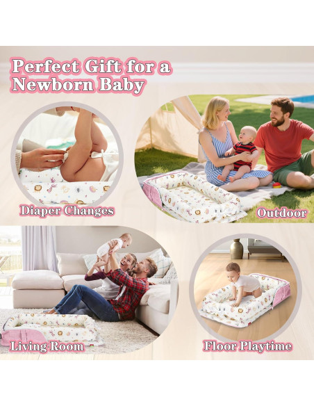 Cojín para Bebés Vervebaby Mundo Animal Rosa 75x45 cm