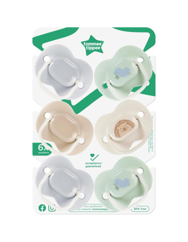 Chupetes Tommee Tippee Newborn Matte 0-6 Meses Sin BPA - 6 Pzas