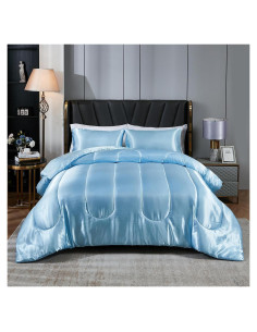 Juego de Edredón de Satén Rey Bedding Dreamer Azul Bebé